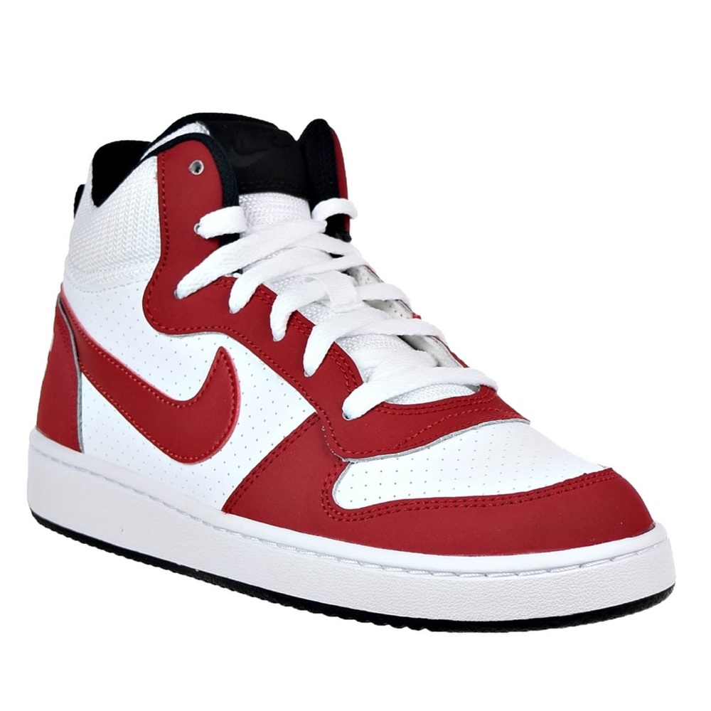 Nike Court Borough Mid Big Kid's Shoes White/Gym Red/Black 839977-103 Y4.5